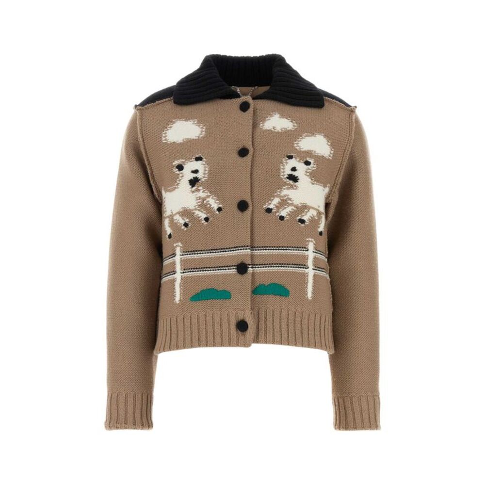 Moschino Women Camel Wool Cardigan